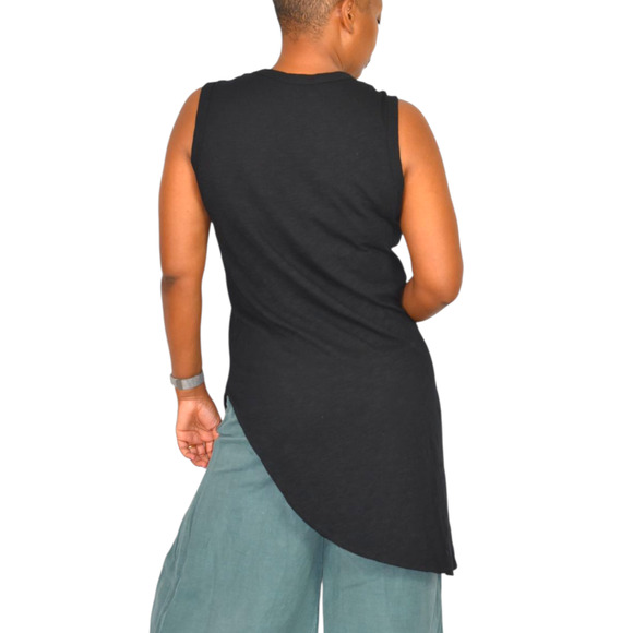 Wilt Black Slant Hem Tank Top Black Sleeveless Tee Angled Jersey Asymmetric XS - Picture 2 of 16